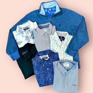 Men’s Lot L Large Shirts Nike Golf, Chaps, Izod, International Report Casual Lg